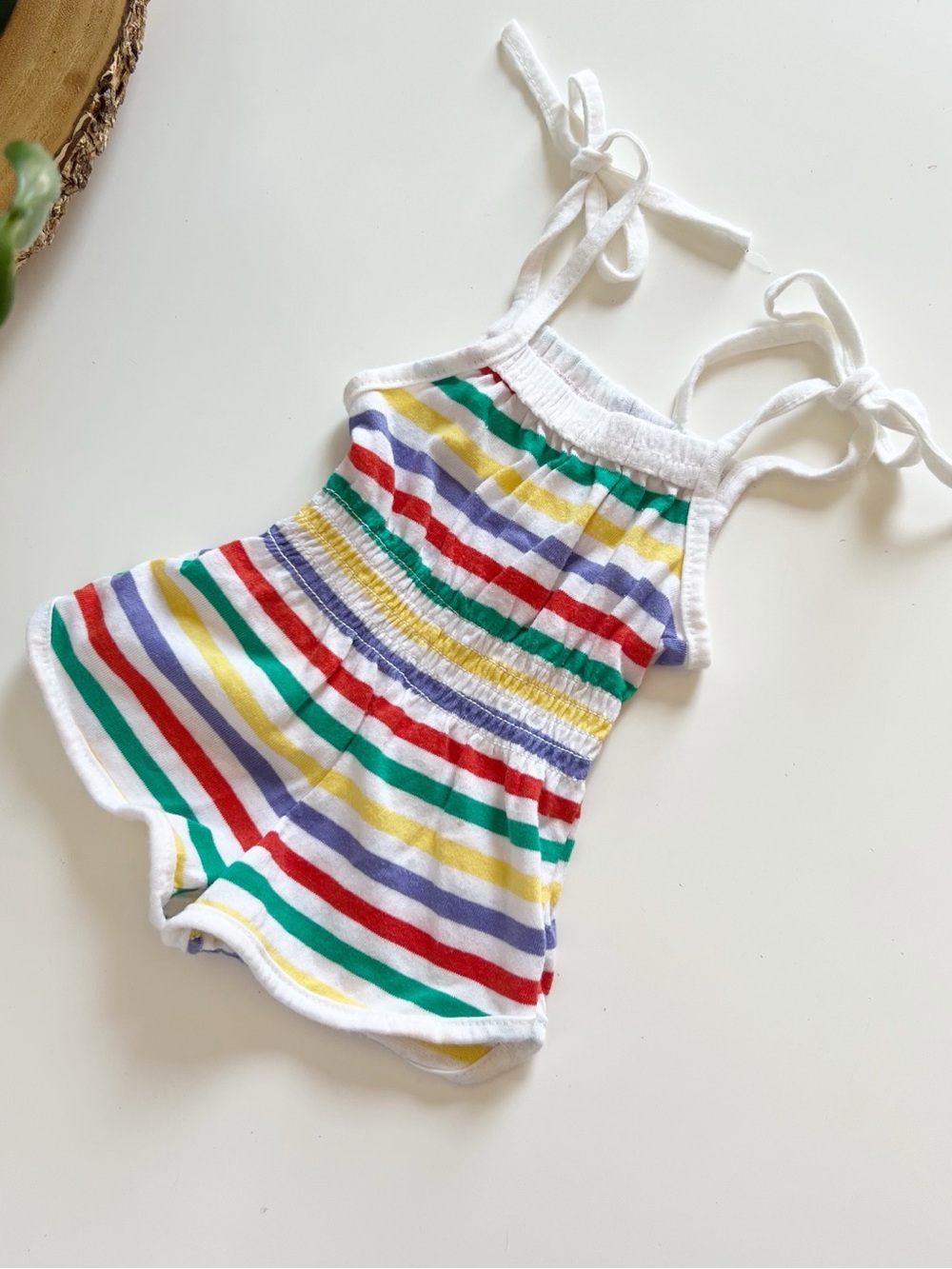 Vintage Carrots Retro Rainbow Stripe Beach Shortie Romper